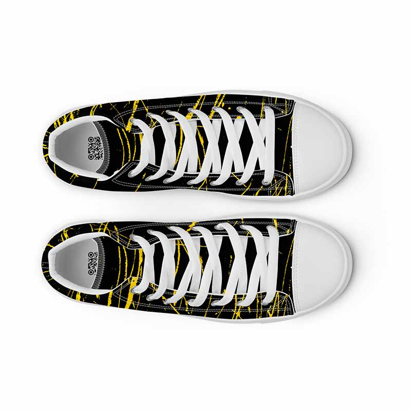 Zapatillas Punk Rock Negras Amarillas 3 Zapatillas Punk Rock Negras Amarillas, suela blanca 2