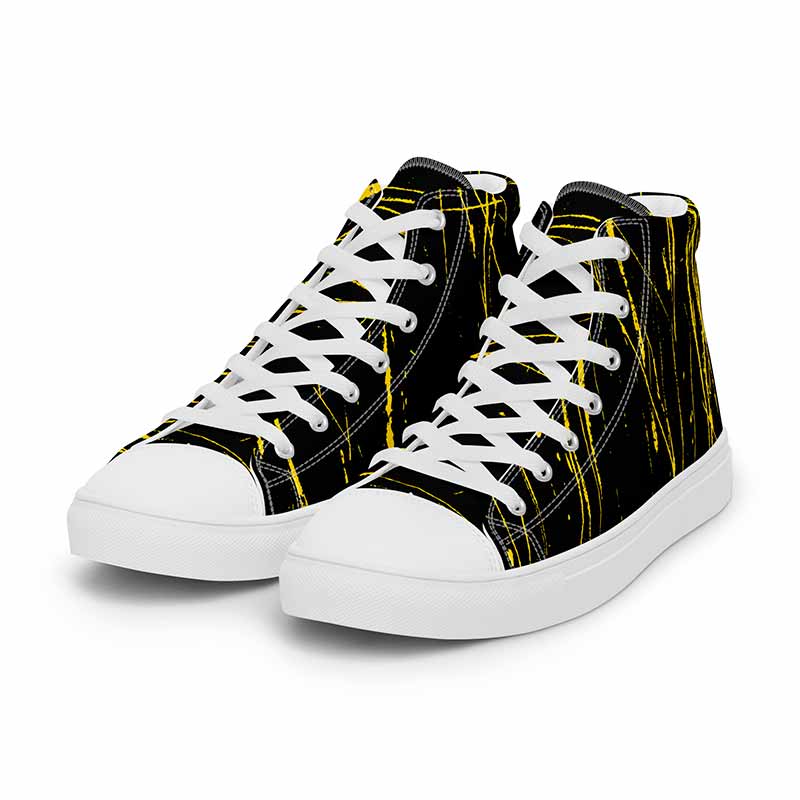 Zapatillas Punk Rock Negras Amarillas 4 Zapatillas Punk Rock Negras Amarillas, suela blanca 3