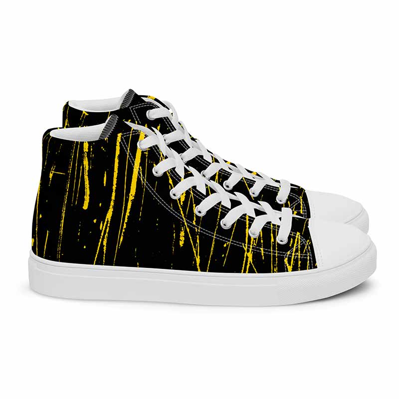 Zapatillas Punk Rock Negras Amarillas 5 Zapatillas Punk Rock Negras Amarillas, suela blanca 4