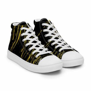 Zapatillas Punk Rock Negras Amarillas, suela blanca